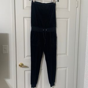 New York & Company Velour strapless Jumpsuit XS